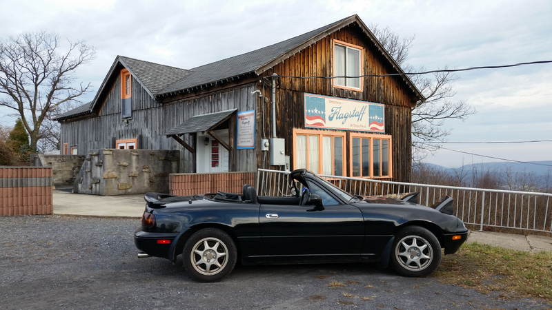 Flagstaff PA, in front of a closed banquet hall.